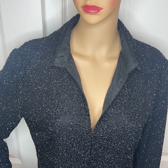 JKara New York Black Beaded Jacket/Top Size L - Picture 2 of 11